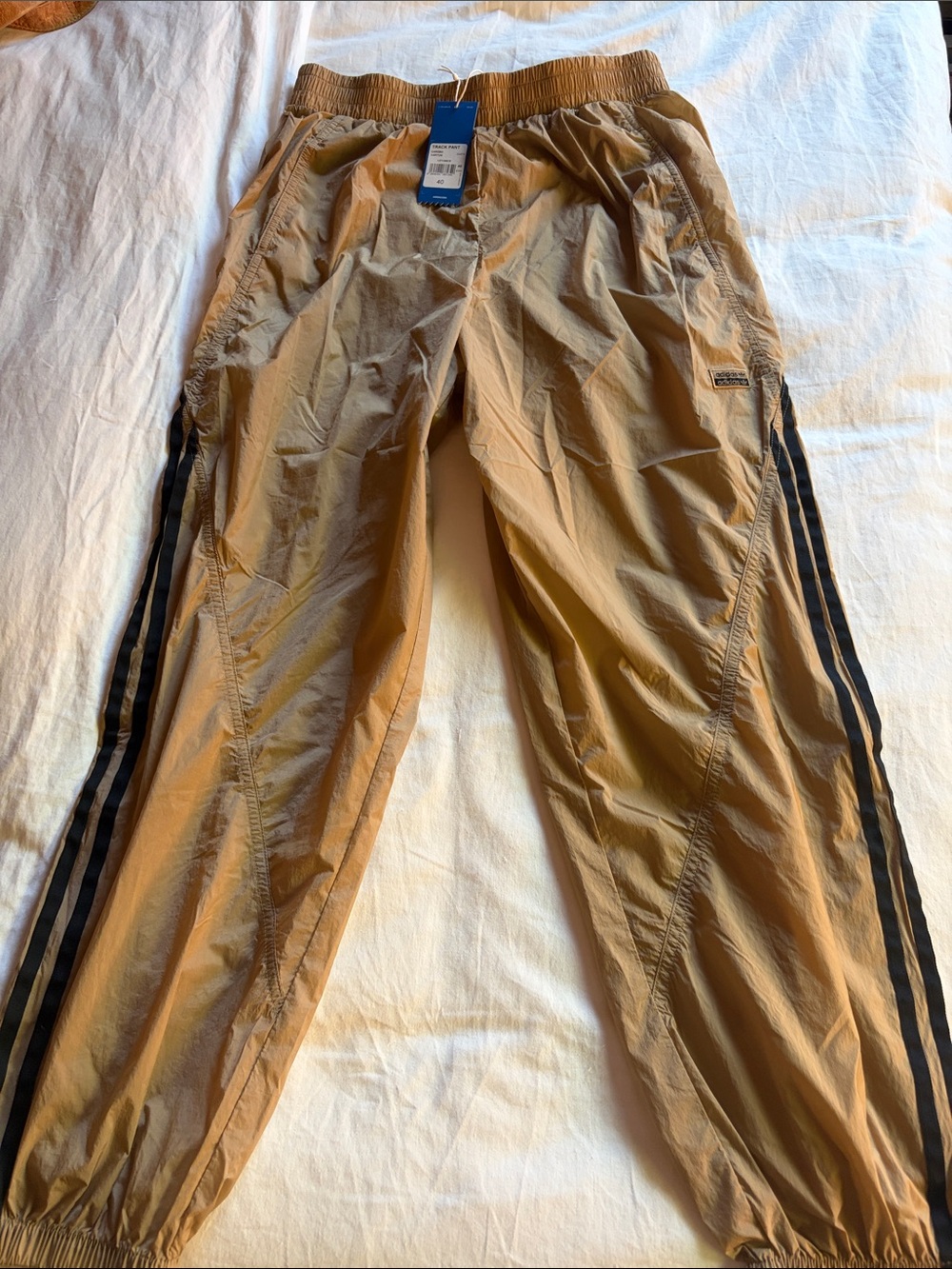 adidas Tan Joggers with Black Side Stripes